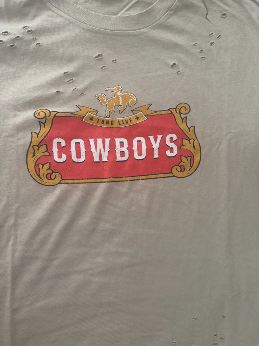 Cowboys Graphic Short Sleeve Tee - Beige with Red & Gold Accent